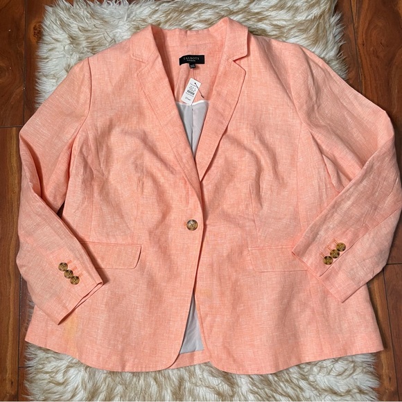 Talbots Plus Petite Peach Linen Blazer - Picture 3 of 7